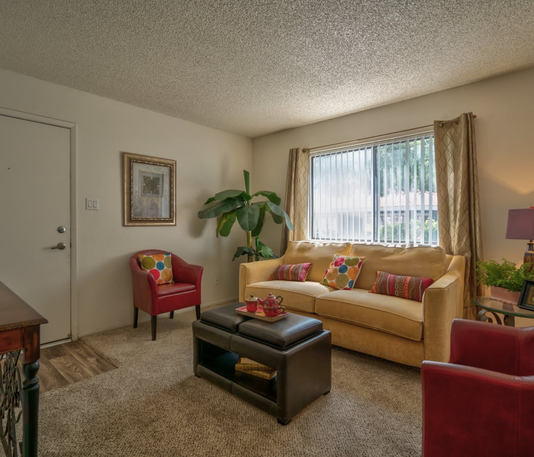 Well-decorated living room at Argenta Apartment Homes in Mesa, Arizona