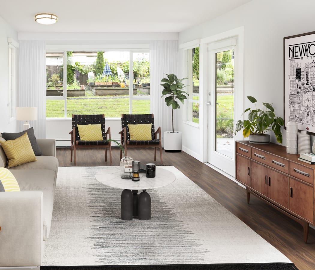 Large open living room at Larchway Gardens in Vancouver