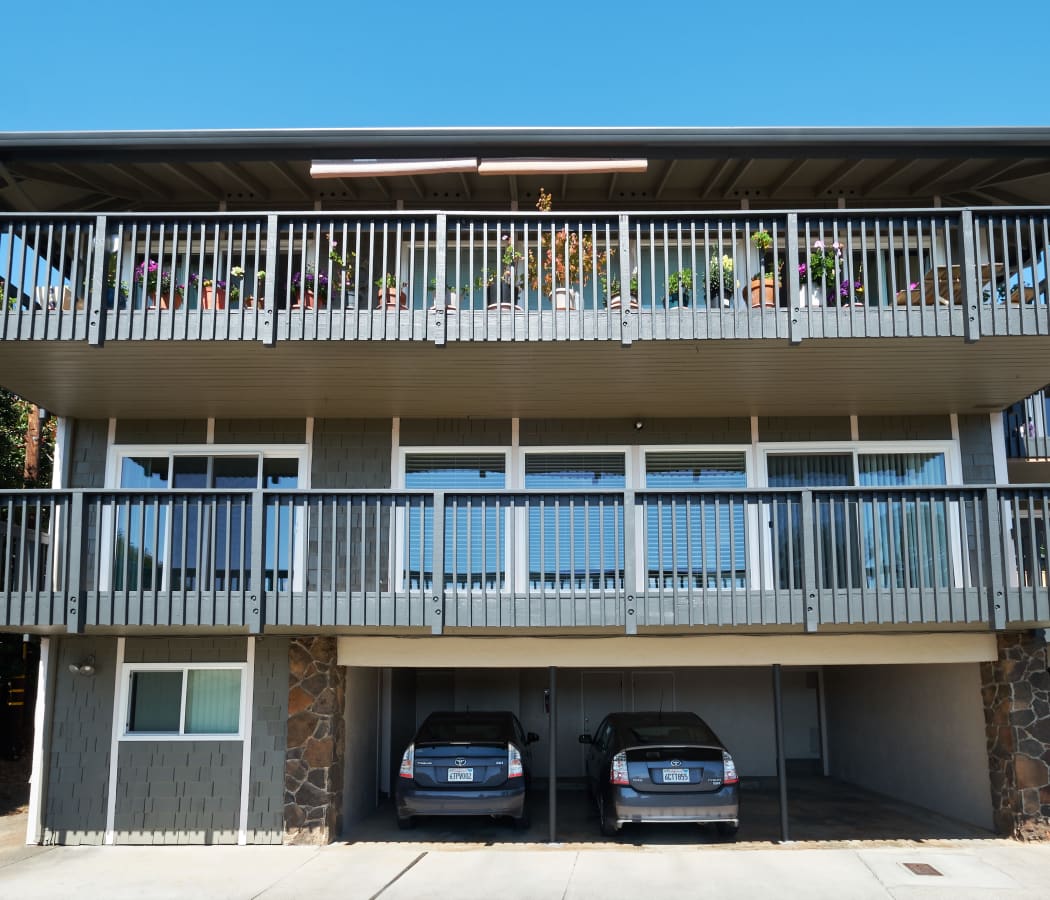 Exterior with covered parking at Harbor View at Tiburon in Tiburon, California