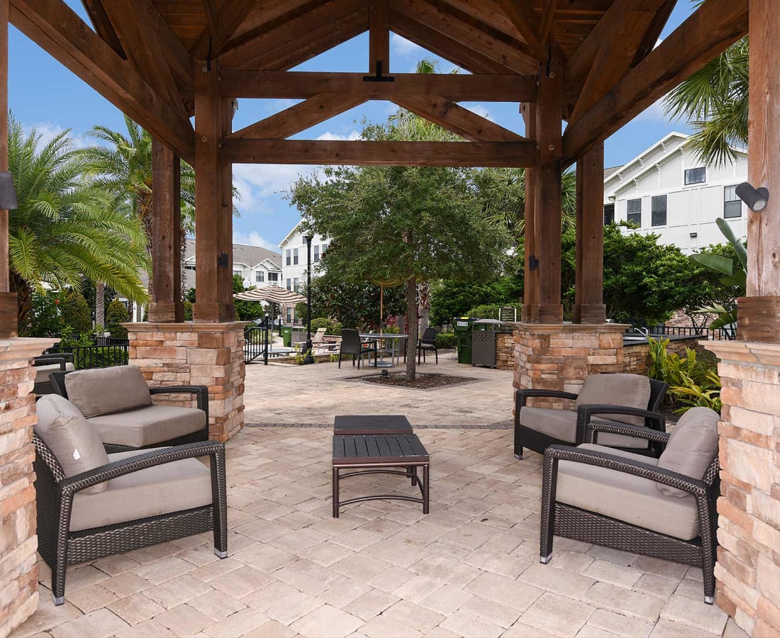 lounge under the cabana at Terraces at Town Center in Jacksonville, Florida