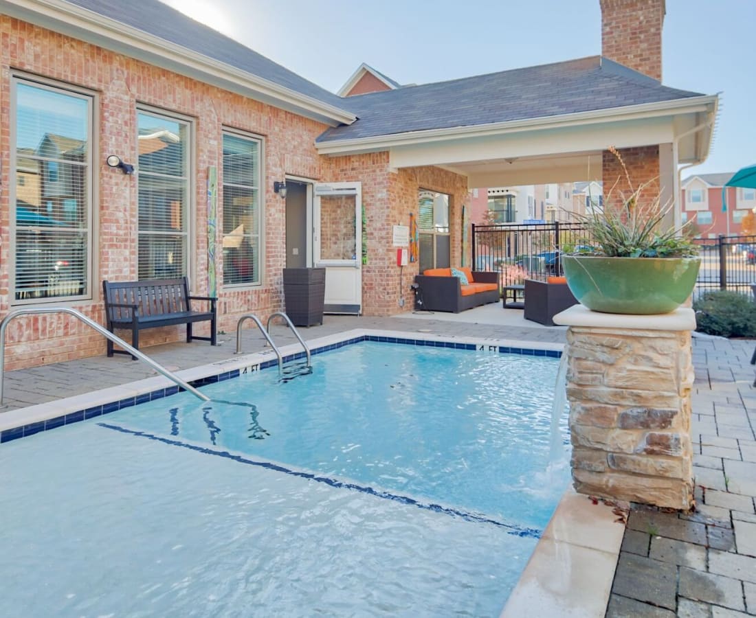 Clubhouse and pool at Parkside Towns in Richardson, Texas