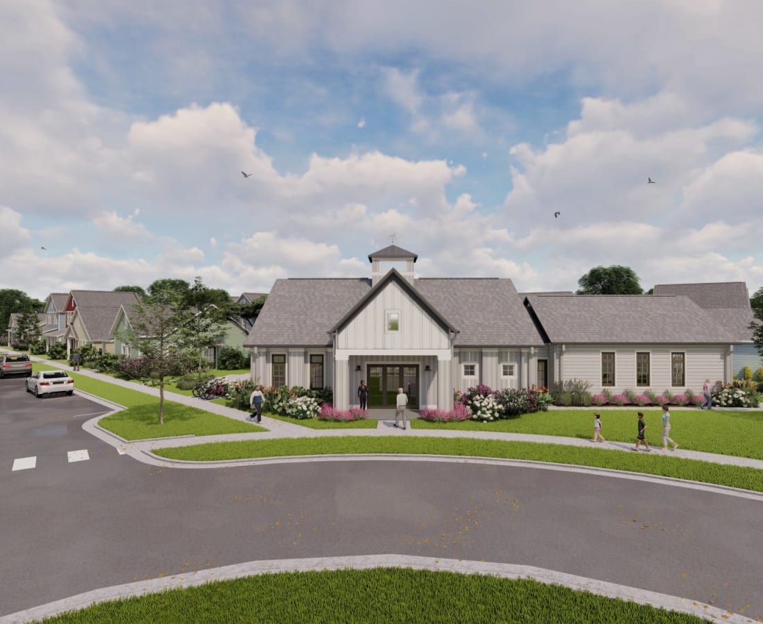Rendering of property clubhouse at Hamlet at MidCity in Huntsville, Alabama