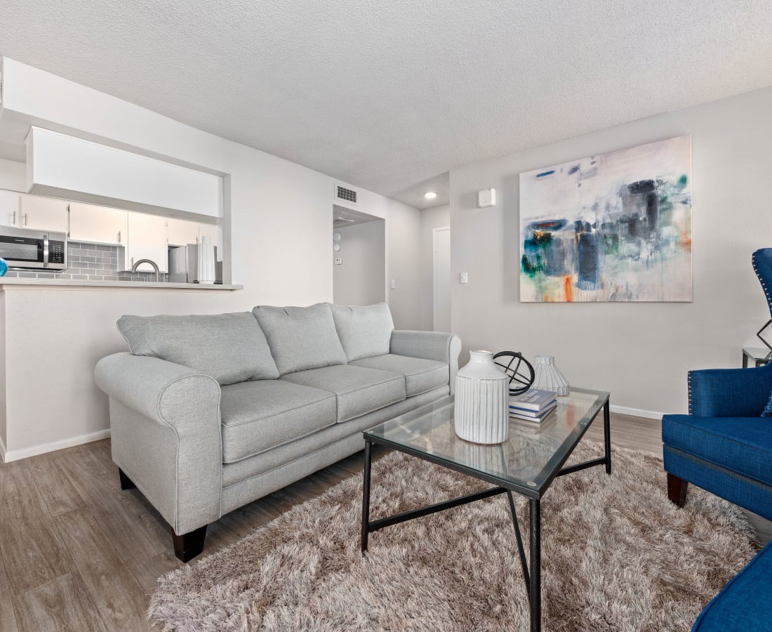 Model living space at Aventura Apartments in Tucson, Arizona