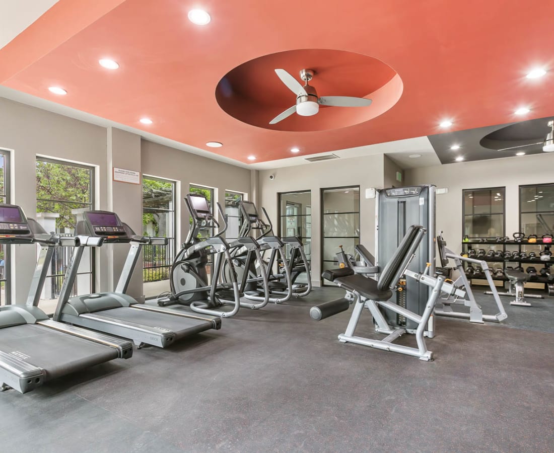Large spacious gym at Villas at Chase Oaks in Plano, Texas