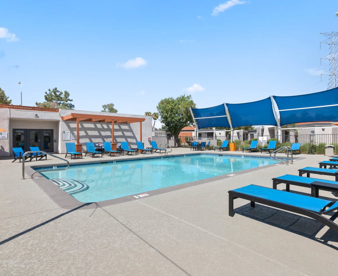 Relax and lounge by our swimming pool at Delano in Mesa, Arizona