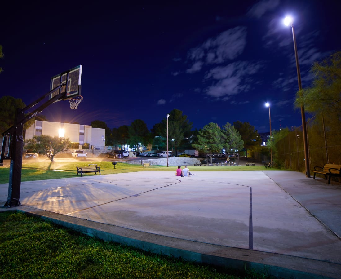 Sports court at night at Terrace Hill Apts in El Paso, Texas