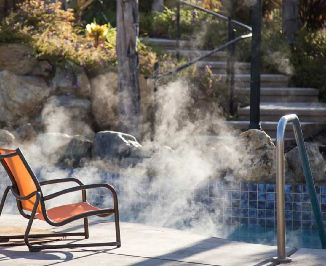 steaming hot tub at The Palms Apartments in Sacramento, California