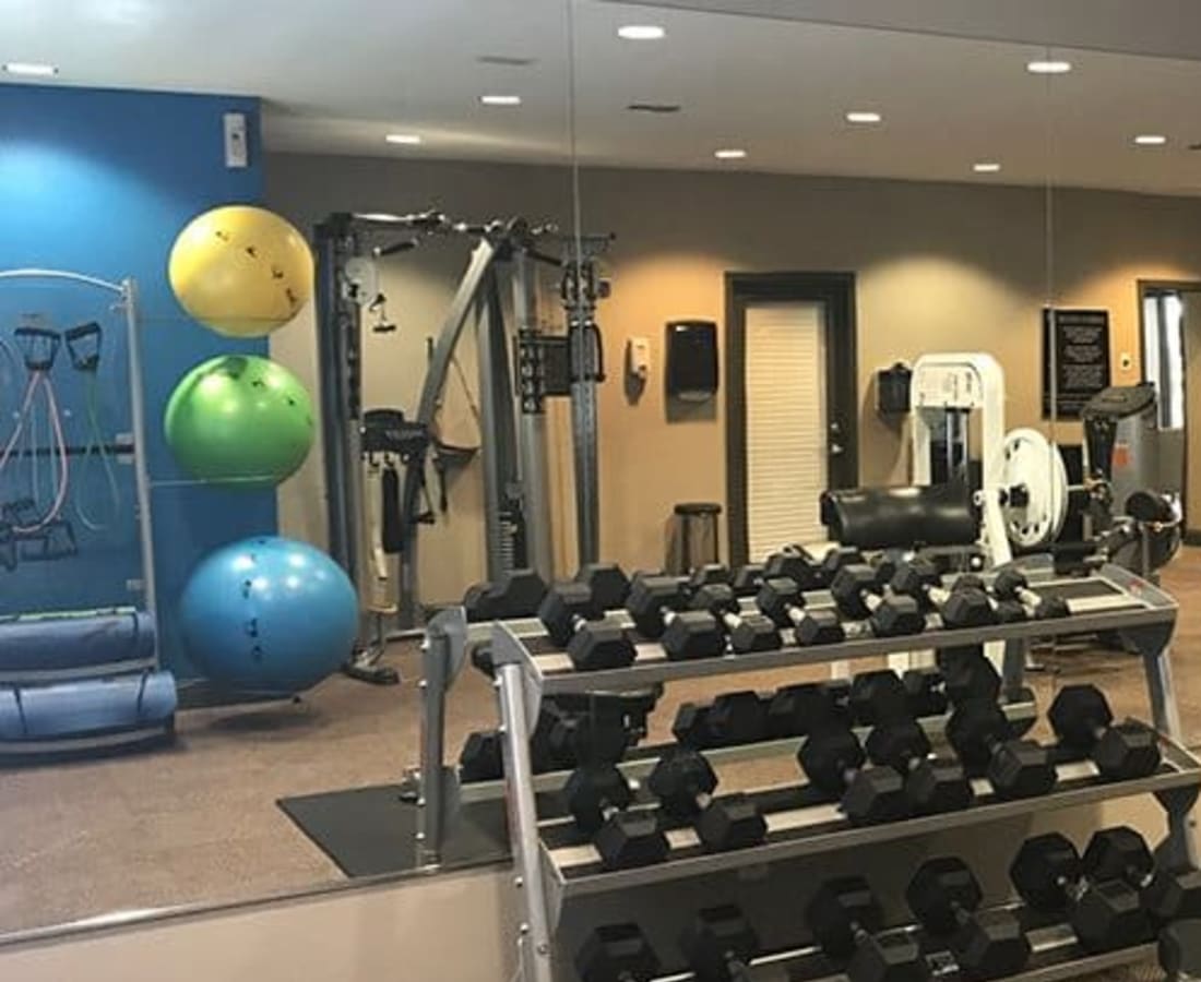 Free weights at Waterford Place in Folsom, California