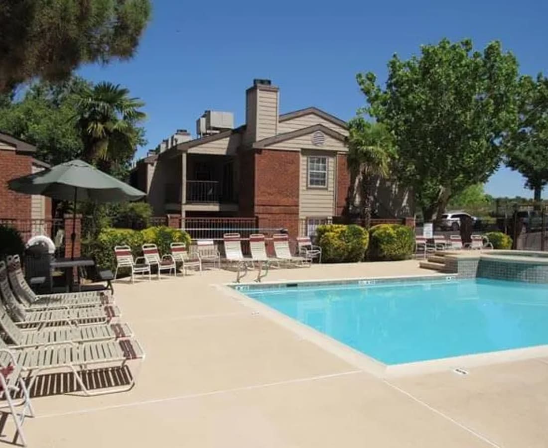 resort-style pool at High Range Village in Las Cruces, New Mexico