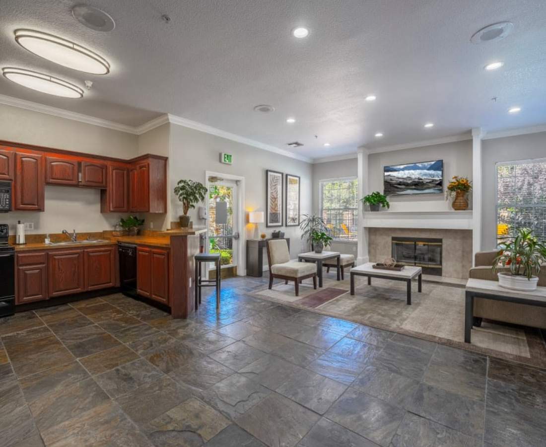 Resident clubhouse at Oak Brook Apartments in Rancho Cordova, California