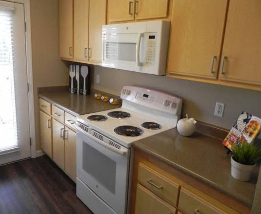 Modern kitchen with appliances at DaVinci Apartments in Davis, California