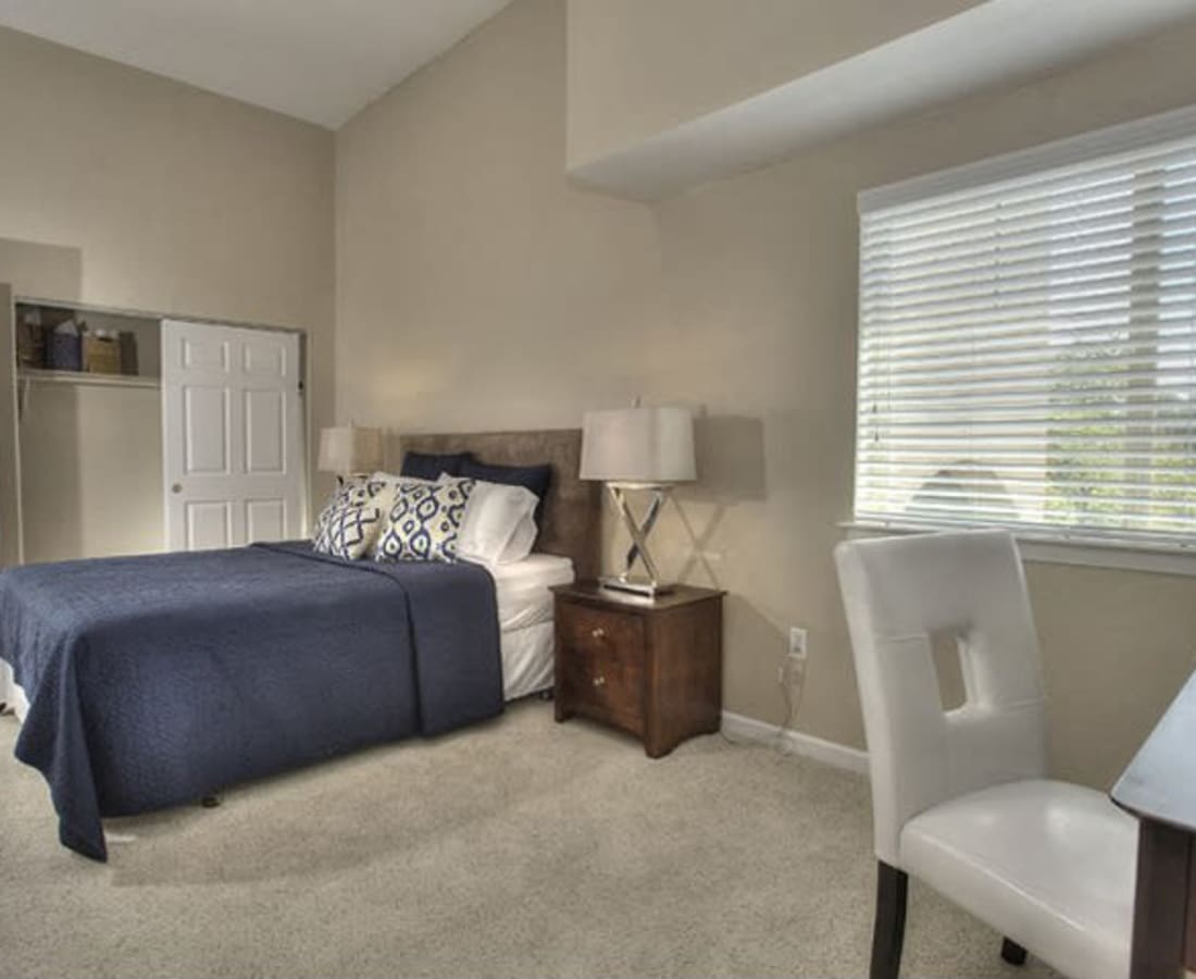 Modern bedroom at DaVinci Apartments in Davis, California