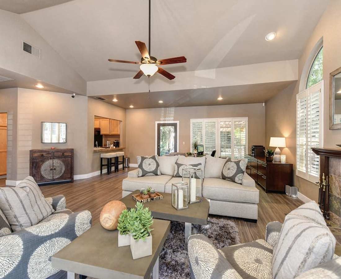 Spacious resident lounge at Foxborough in Citrus Heights, California