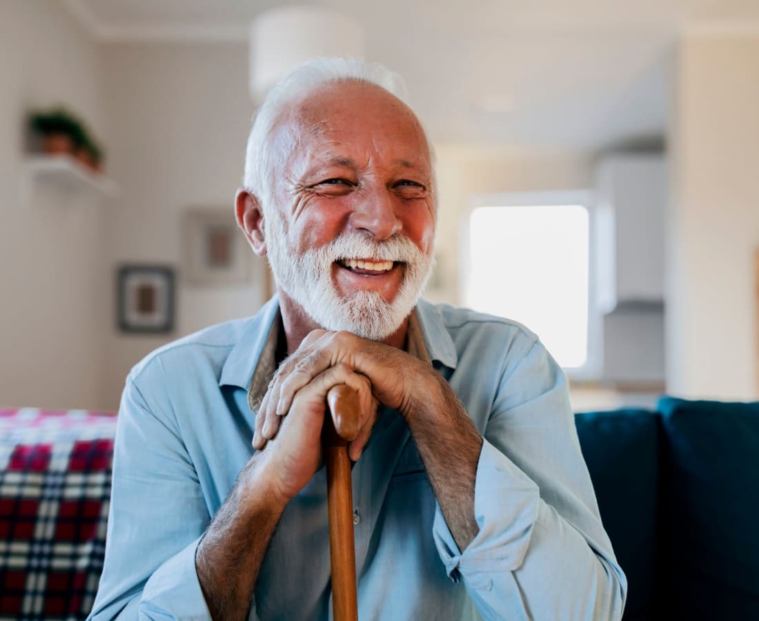 Resident smiling at Palo Verde Terrace in Palmdale, California