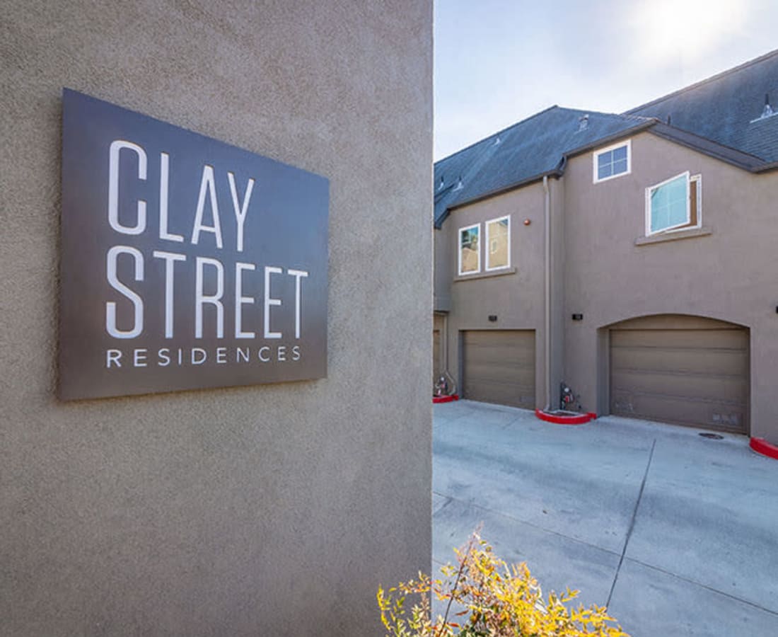 Exterior sign at Clay Street Residences in Santa Cruz, California