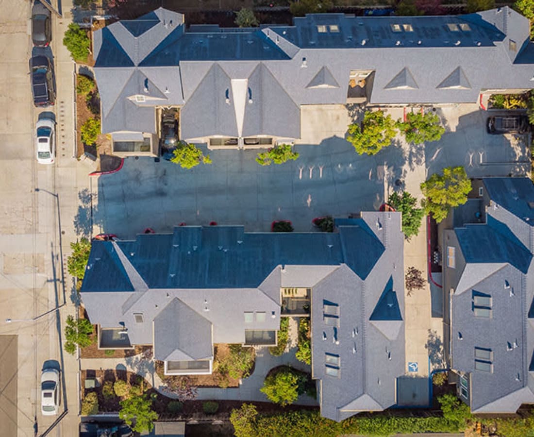 Neighborhood aerial at Clay Street Residences in Santa Cruz, California