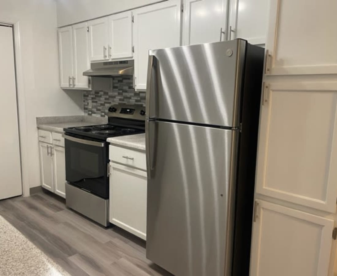 Stainless-steel appliances in a kitchen at High Range Village in Las Cruces, New Mexico
