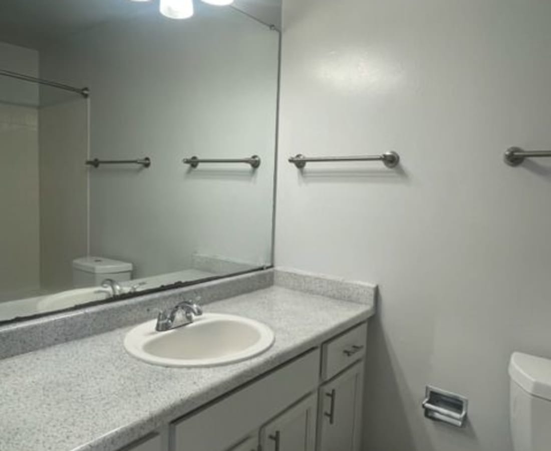 Updated model bathroom at High Range Village in Las Cruces, New Mexico