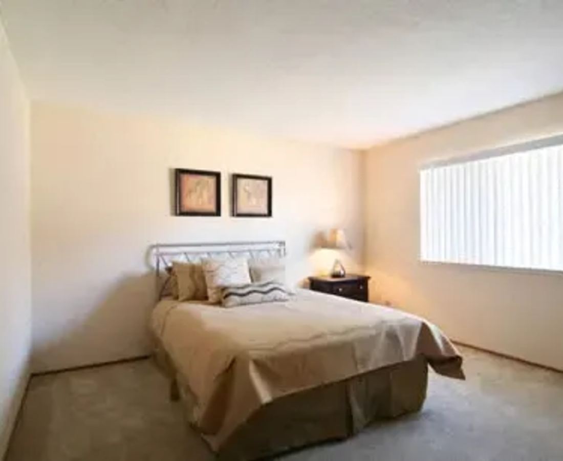 Spacious bedroom at Cherry Blossom Apartments in Sunnyvale, California