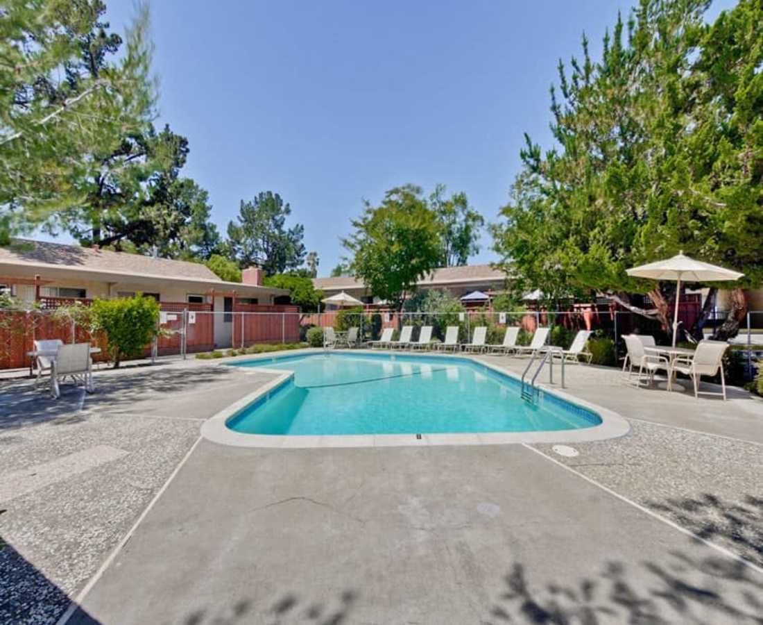 Our beautiful swimming pool at Cherry Blossom Apartments in Sunnyvale, California