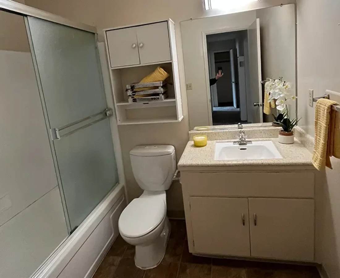 Bathroom at Cherry Blossom Apartments in Sunnyvale, California