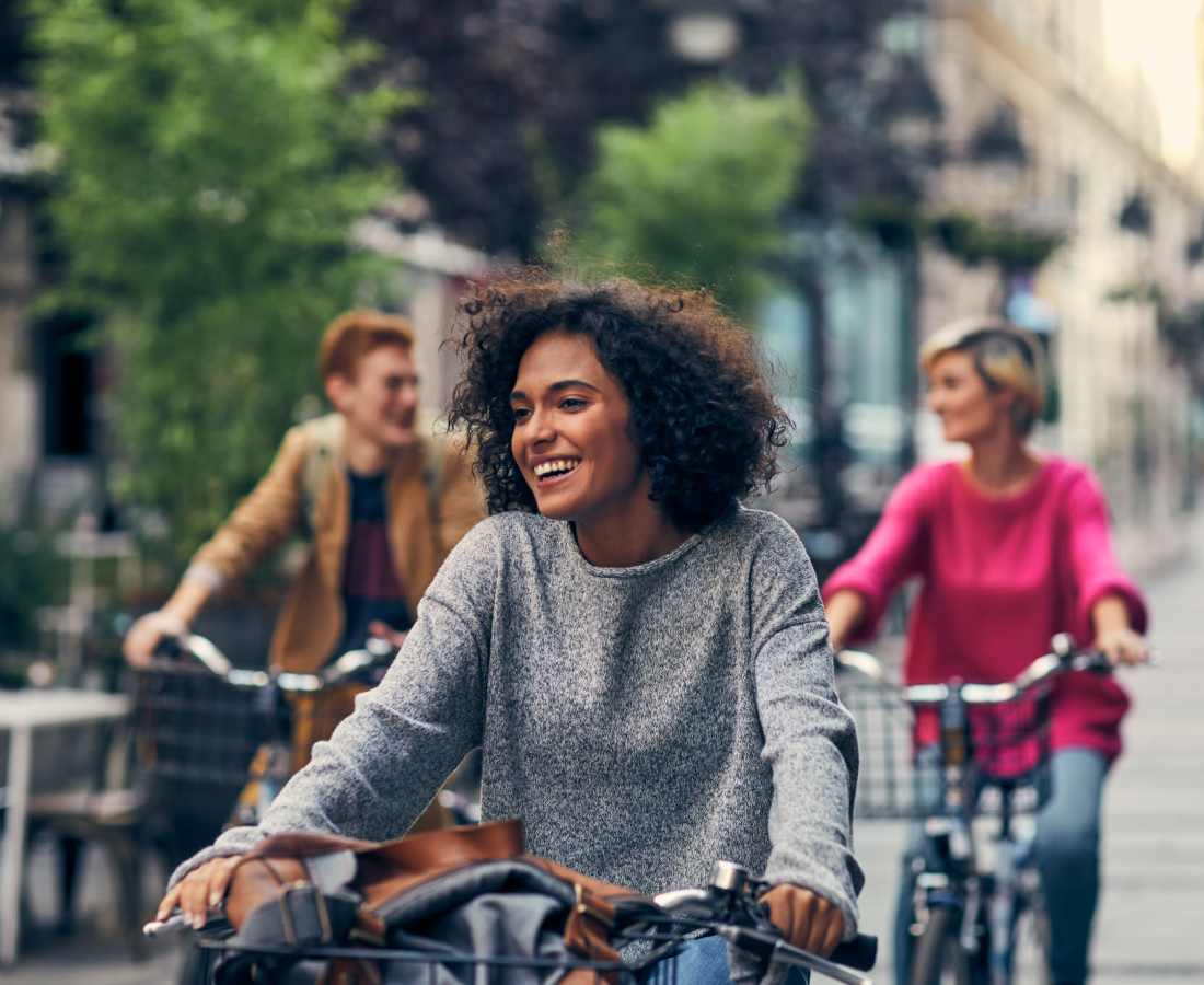 Residents biking near Casa Aliento in Oxnard, California