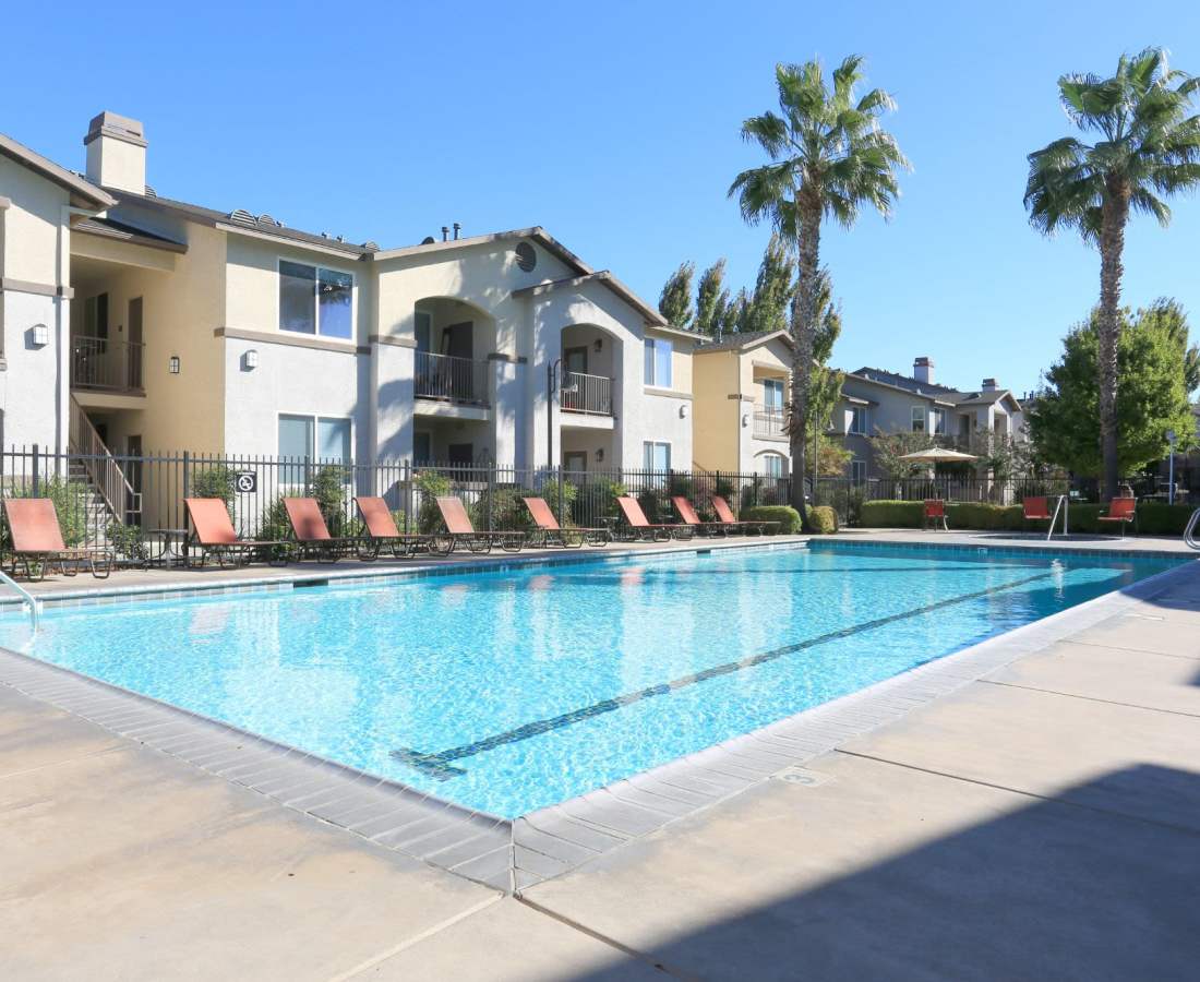 Large swimming pool at Eaton Village in Chico, California