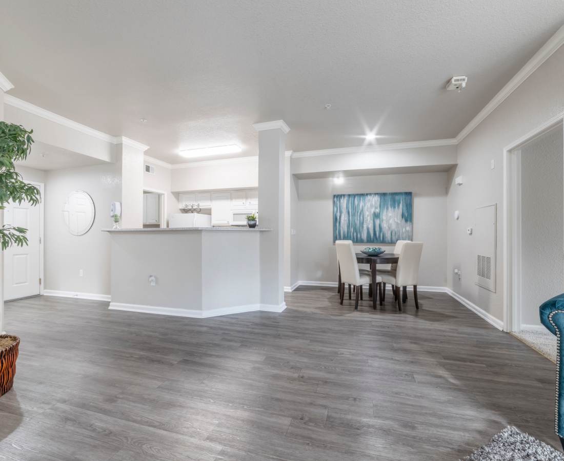 Wood-style flooring in an apartment at Oak Brook Apartments in Rancho Cordova, California