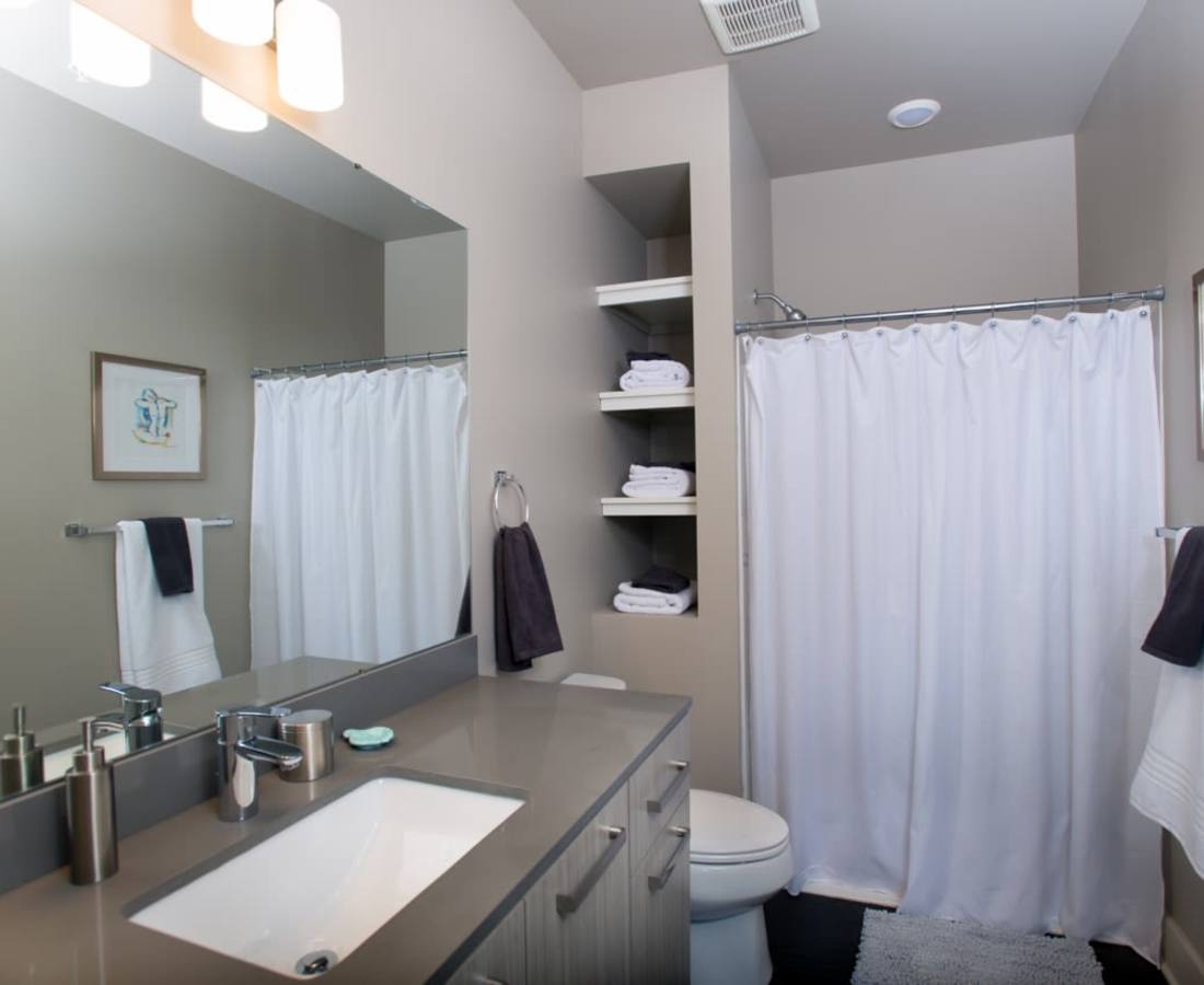 Bathroom area at Marketplace Apartments in Lansing, Michigan 