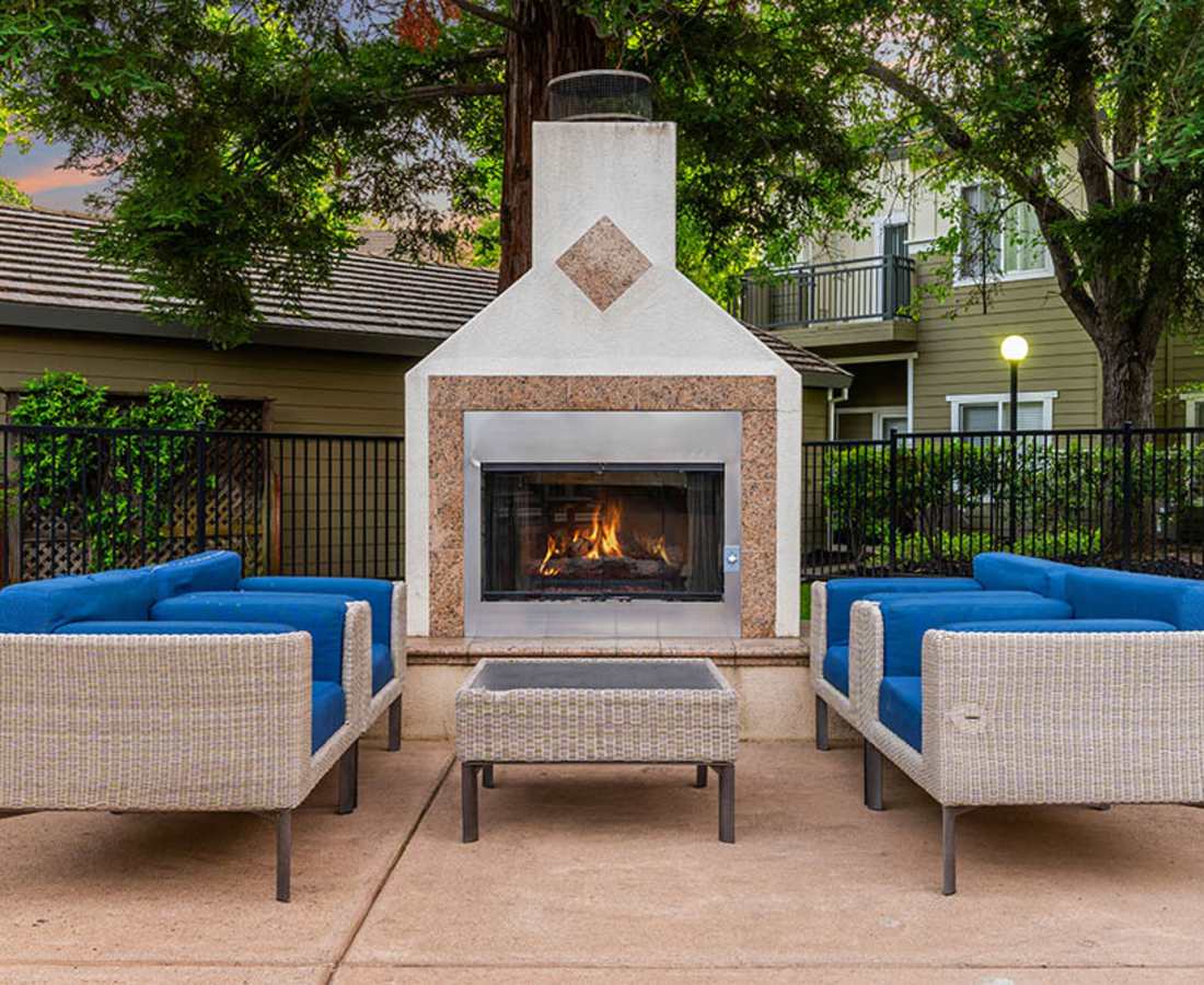 Fireside seating at Waterford Place in Folsom, California