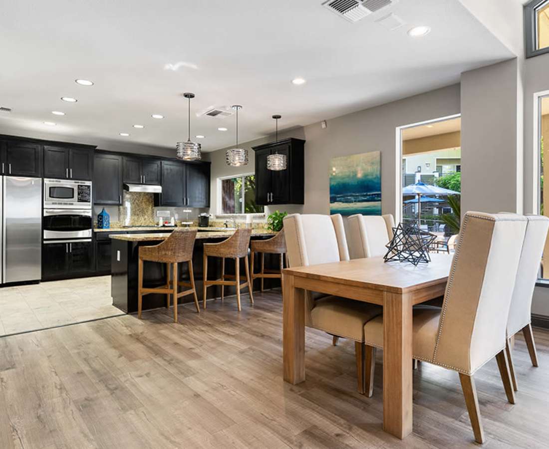 Dining table in the clubhouse at Waterford Place in Folsom, California