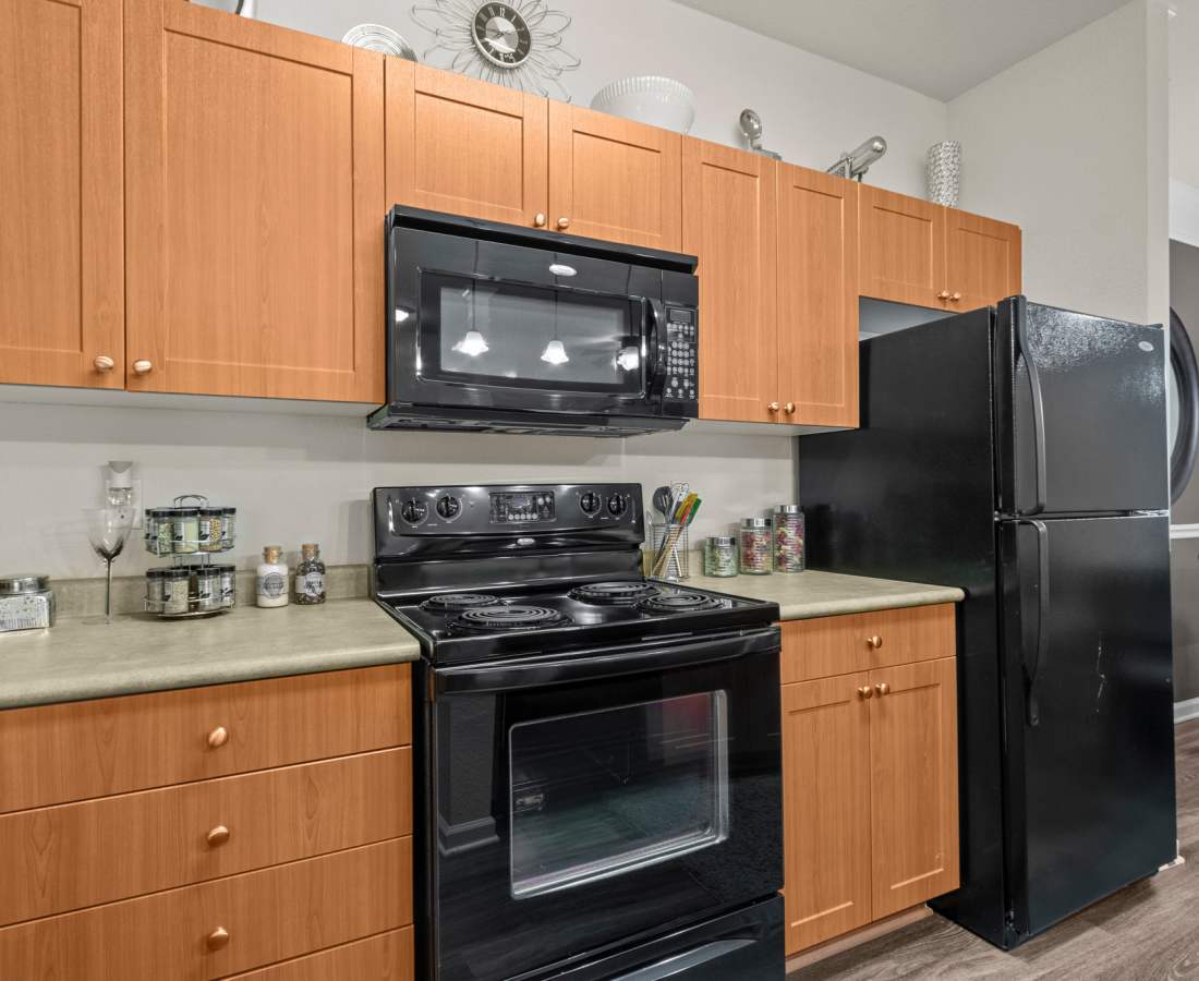 Well equipped kitchen at Preserve at Steele Creek in Charlotte, North Carolina
