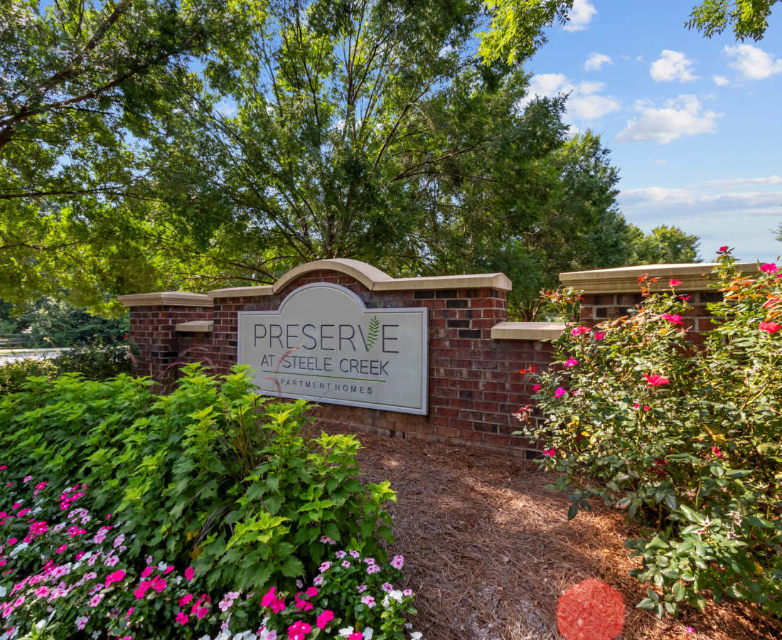 Apartment signage at Preserve at Steele Creek in Charlotte, North Carolina