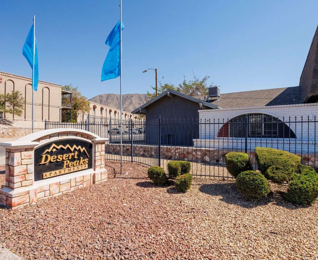 Front signage at Desert Peaks in El Paso, Texas