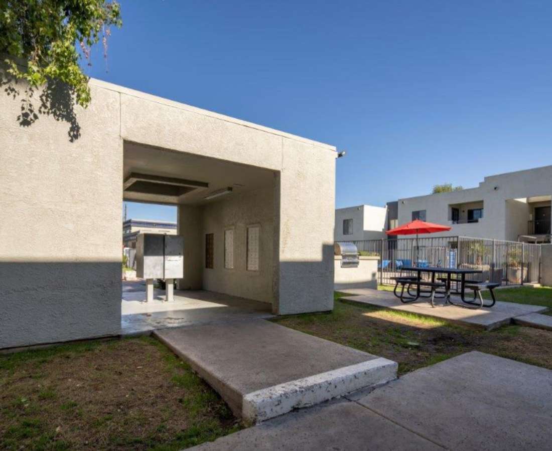 Outdoor seating area at Sunpointe in Phoenix, Arizona, 