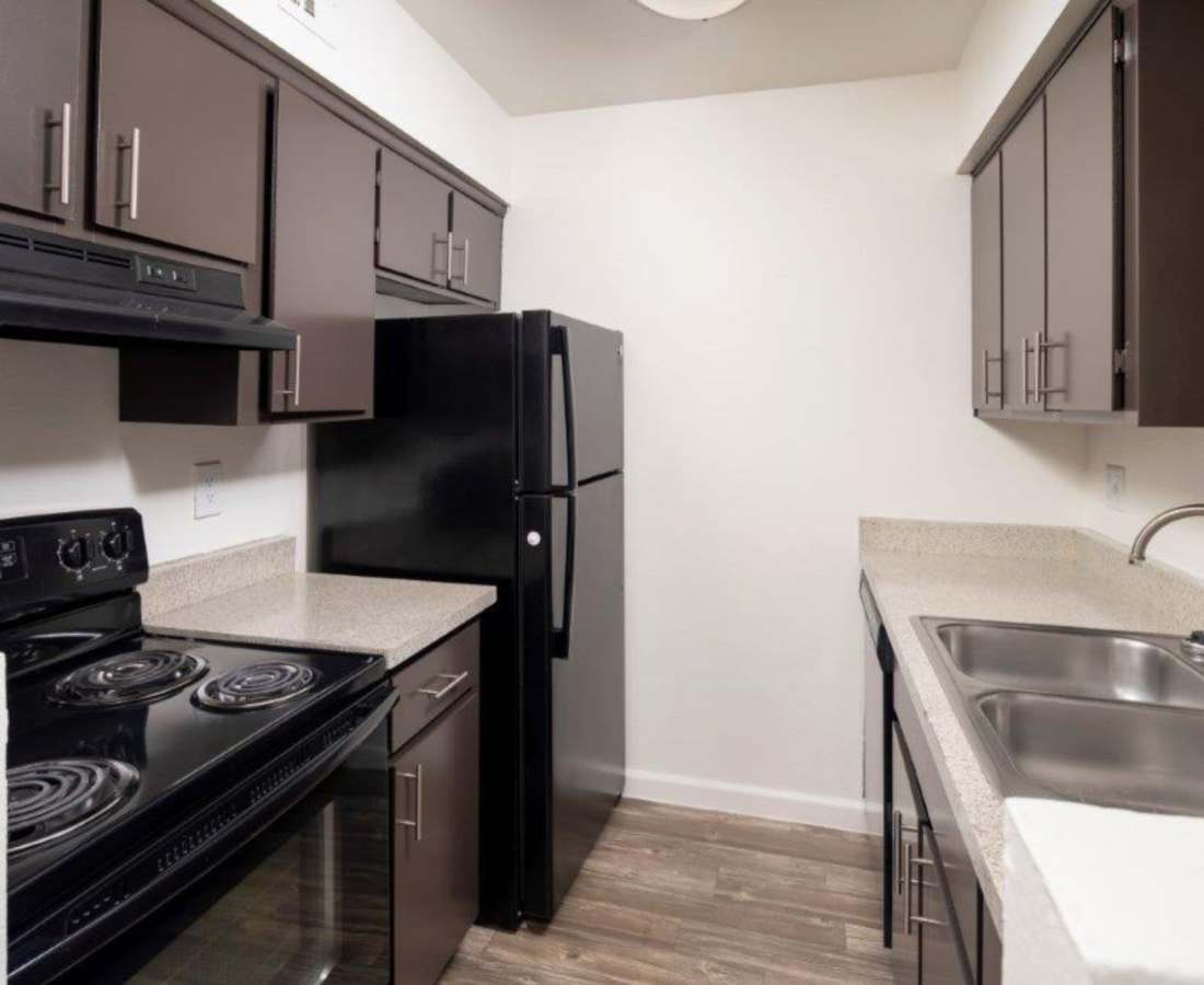 Fully equipped kitchen at Sunpointe in Phoenix, Arizona, 