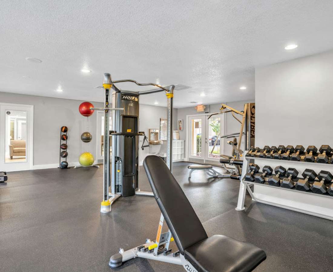 Fitness center at The Canopy Apartment Villas in Orlando, Florida