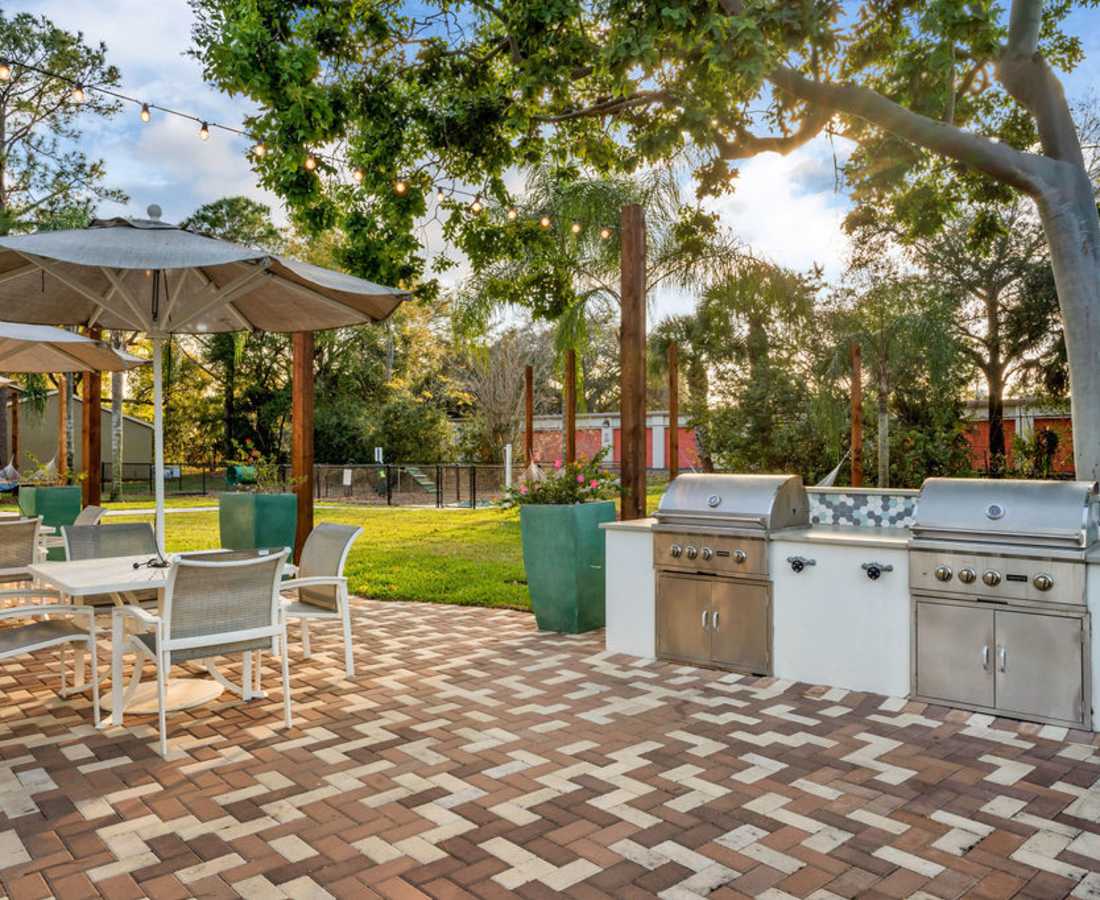 Barbecue grill area for the residents at The Canopy Apartment Villas in Orlando, Florida