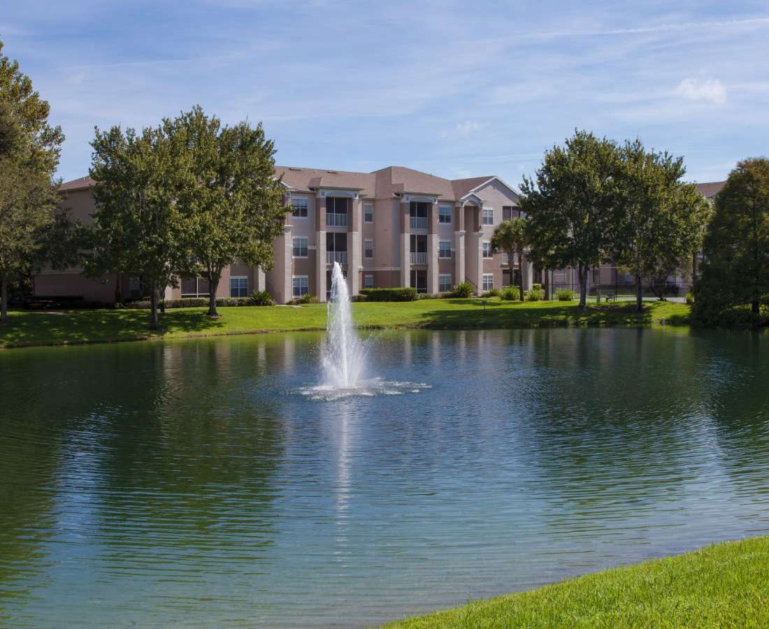 Wetland with water fountain at The Legends At ChampionsGate in ChampionsGate, Florida