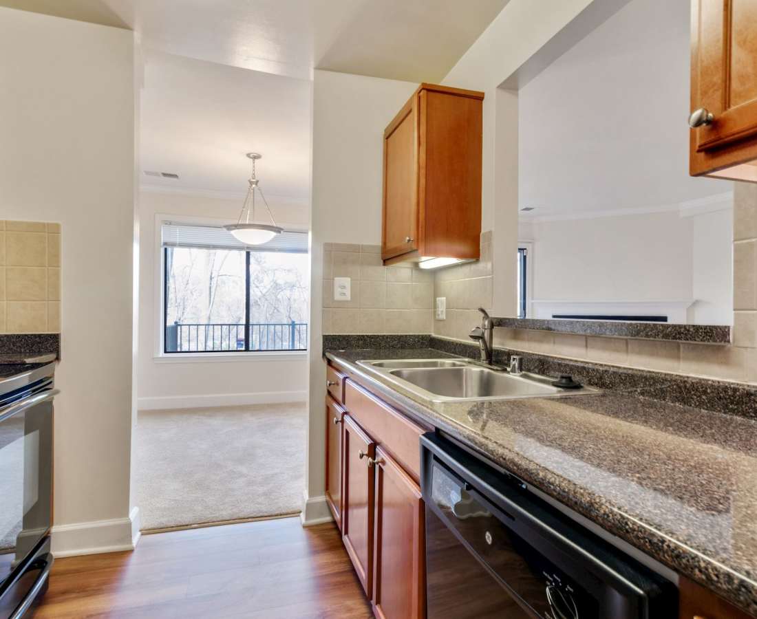 Kitchen sink with cabinets and countertop at Bethesda Hill in Bethesda, Maryland