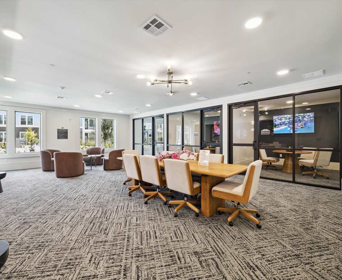 Clubhouse with carpet flooring at Dakota at Hillcroft in Houston, Texas  