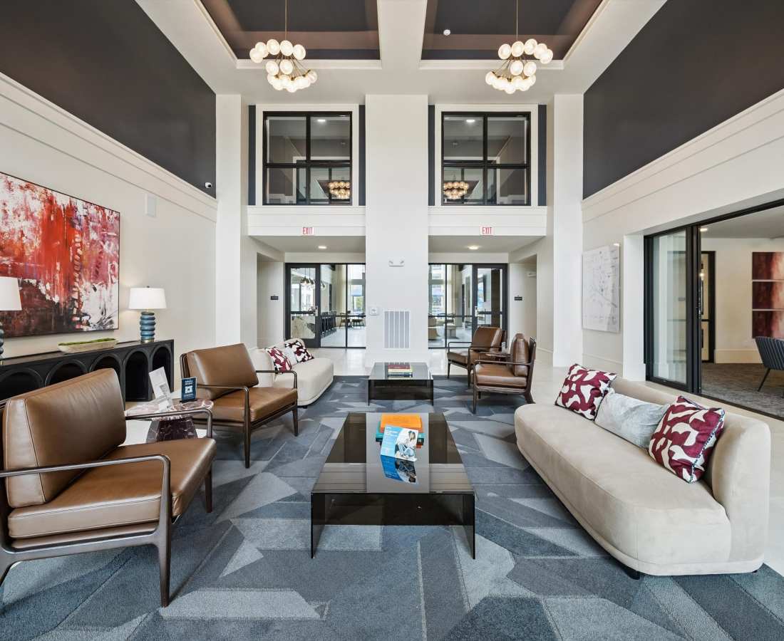 Clubhouse with large window at Dakota at Hillcroft in Houston, Texas