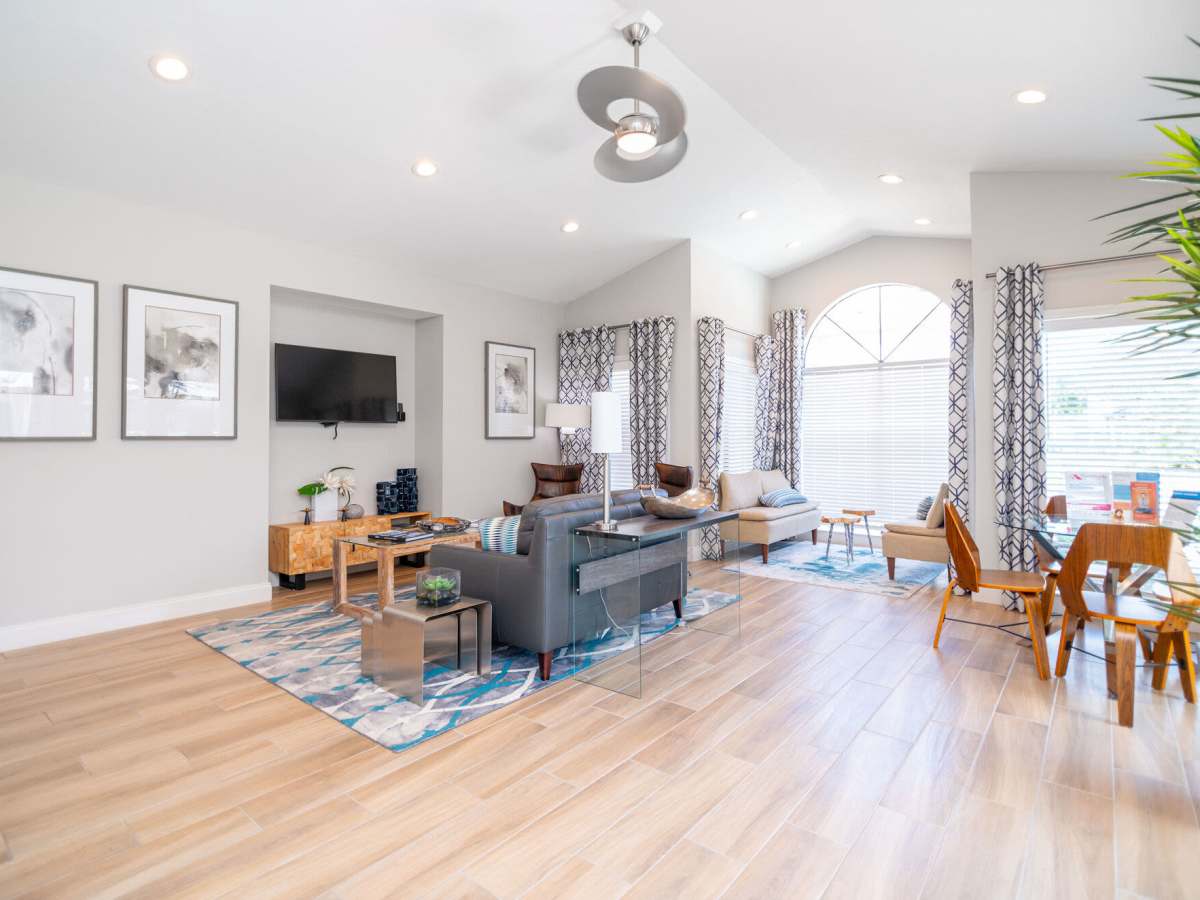 Bright living area at Green Tree Place in Houston. TX