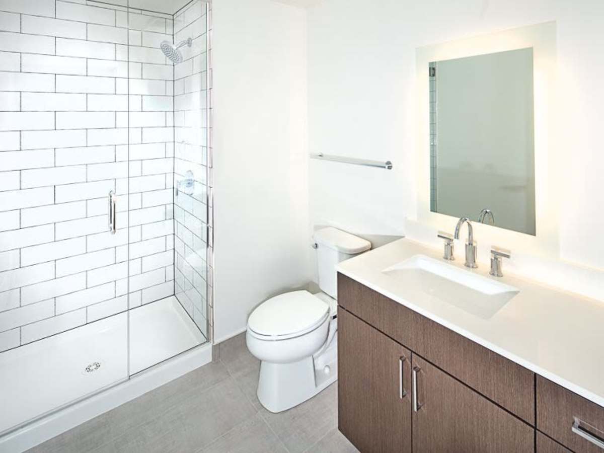 Bathroom with modern finishes at J Linea in Washington, District of Columbia