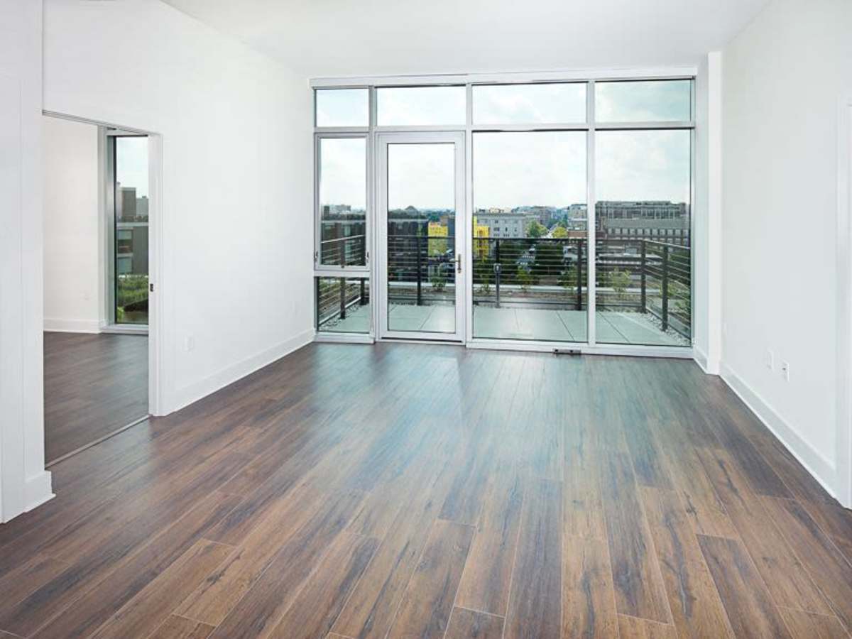 Expansive windows in an apartment at J Linea in Washington, District of Columbia
