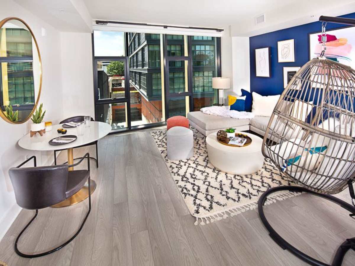 Furnished apartment living room at J Linea in Washington, District of Columbia