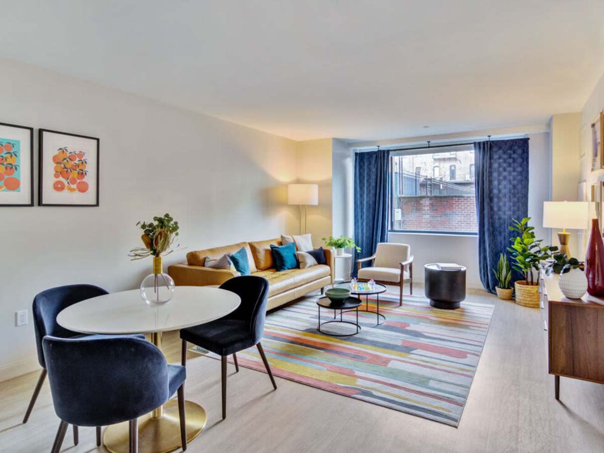 Bright window in a living room at J Vue at The LMA in Boston, Massachusetts