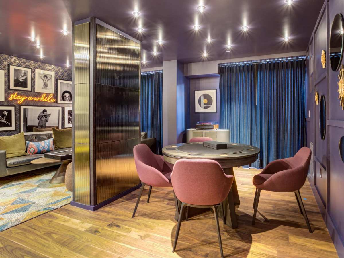 Speakeasy with lounge seating at J Vue at The LMA in Boston, Massachusetts
