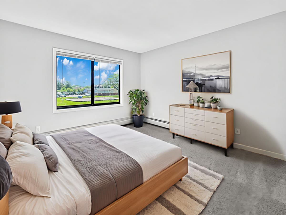 Bedroom at Equinox Apartments in Saint Anthony, Minnesota