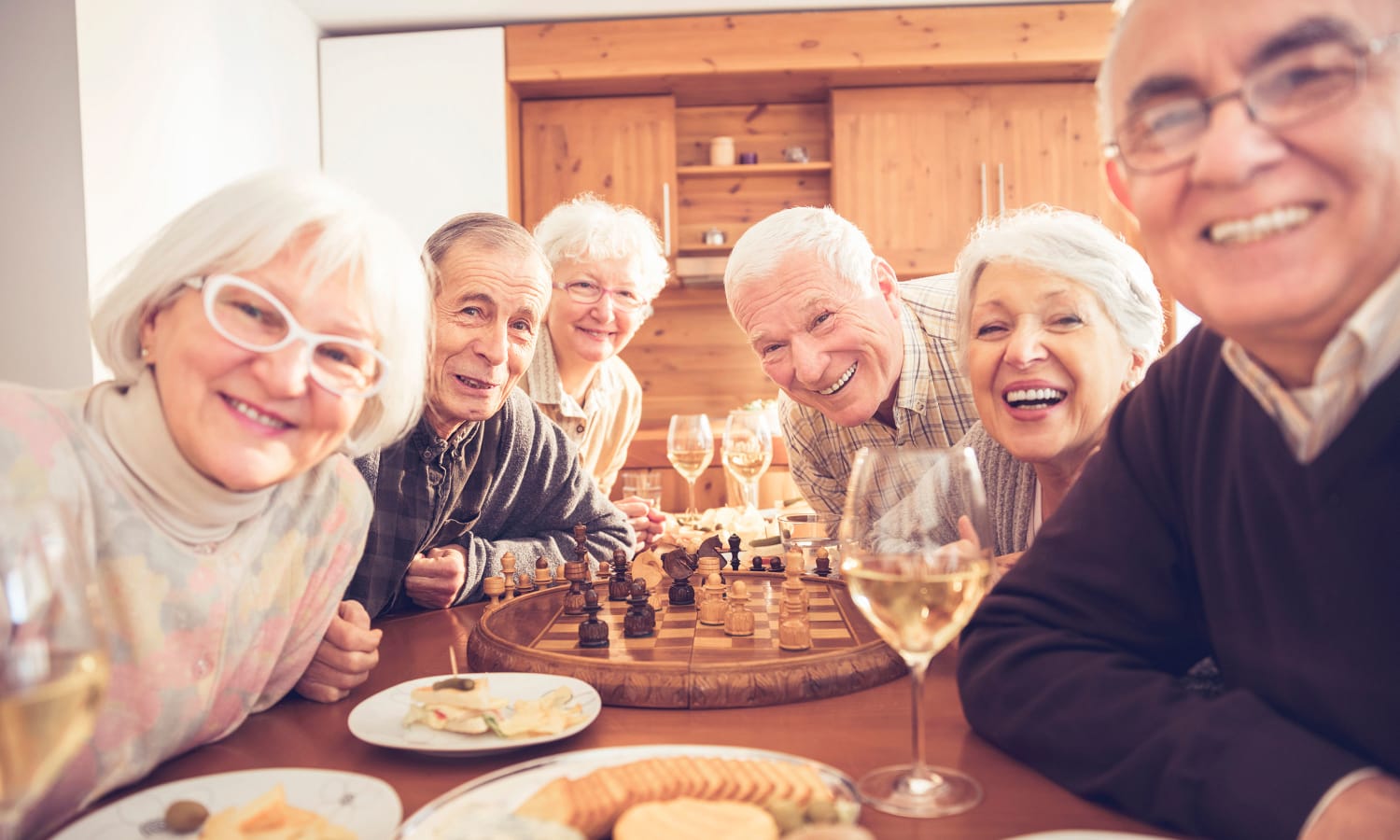 Residents gathered around for snacks and a game of chess at Sandpiper Village in Mt. Pleasant, South Carolina